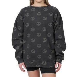 NEW Brunette the Label All over Peace Sign | NYBC Washed Black